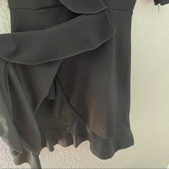 Prettylittlething Black Frill Detail Wrap Dress - Picture 4 of 9